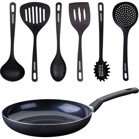 Set poêle antiadhésive céramique 30 cm et 6 ustensiles Fackelmann Brandao (1/5)