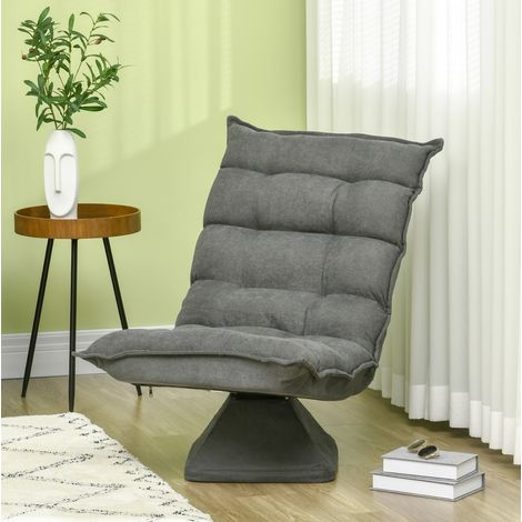 Sillón relax de suelo giratorio con respaldo reclinable, 62 x 70 x 95 cm, gris, microfibra HAVRYA (1/5)