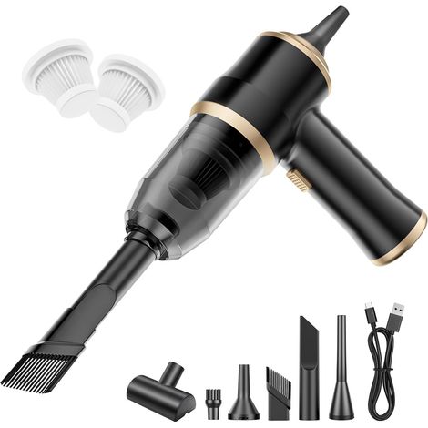 Aspirateur Portatif pour Voiture Sans Fil – Mini Aspirateur à Main avec Écran LCD et Multi-Buse, Aspirateur à Main pour Voiture, Maison, Bureau, Canapé, Poils d’Animaux et Clavier (1/5)