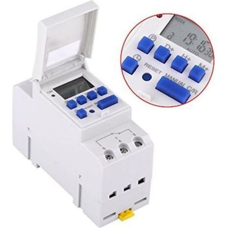 Minuterie numérique programmable - - - Rail DIN - 16 programmes hebdomadaires - Batterie intégrée (1/4)