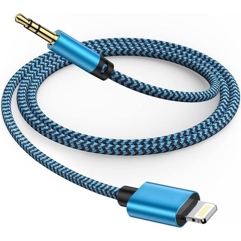 Câble Auxiliaire Voiture, Câble Lightning vers Jack 3,5mm Stéréo compatible avec 14/13/12/X/11/8/7 Pro Max, Adaptateur Jack pour Casque/Autoradio/Enceinte (1/5)
