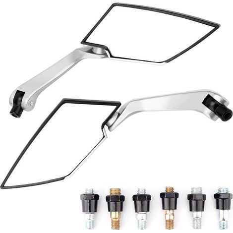 Rétroviseur de Moto, 1 Paire de rétroviseurs latéraux en Aluminium réglable rhombique modifié avec Boulon de 8 mm et 10 mm pour Moto de vélo électrique(Le Noir) (1/5)