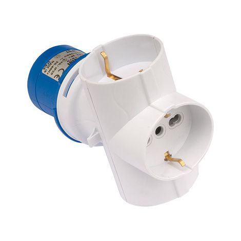 Adattatore triplo Cetac / schuko 2P + T 16A / 250v