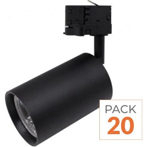 Spot LED sur Rail Triphasé CCT 30W 60° Noir - 3000K/4000K/6500K - Pack de 20 - SILAMP (1/2)