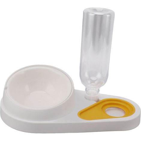 Mangiatoia 2 in 1 per animali domestici, con fondo multifunzionale anti-trabocco e antiscivolo, per cani e gatti da interno, colore bianco. (1/5)