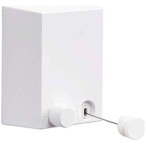 (Blanc) Support de séchage de blanchisserie fixé au Mur de Corde à Linge rétractable extérieure d'intérieur avec la Corde (1/4)