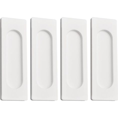 Lot de 4 poignées de porte coulissantes rectangulaires autocollantes en alliage d'aluminium pour portes coulissantes de grange, placard, armoire, tiroirs (blanc, 100 mm) (1/5)