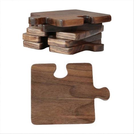 Dessous de verre en bois massif pour protéger votre table de la chaleur (A) (1/5)