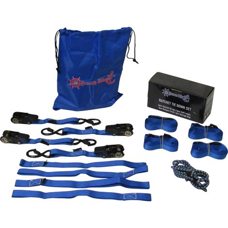 Soft Loop Tie Down Ratchet Straps Blue (S Hook Lashing Bungee Cord Gift Set) (1/5)