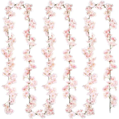 2x Künstliche Kirschblütengirlande 180cm Rosa Hängende Blumen Deko für Innen & Außen (1/5)