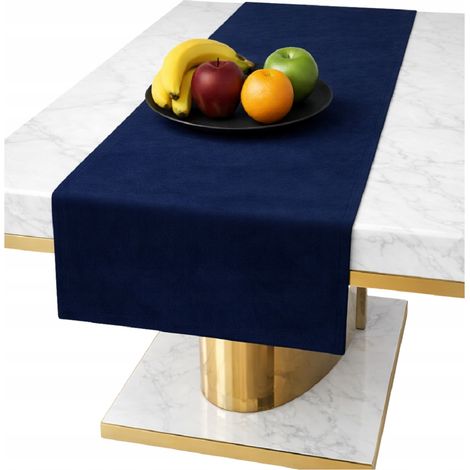 Tovaglia da tavola in velluto BLU NAVY per tavolo 40x140 cm, liscia, classica.