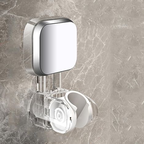 Support de pommeau de douche à ventouse, sans perçage, support mural réglable pour salle de bain (finition chromée) (1/5)