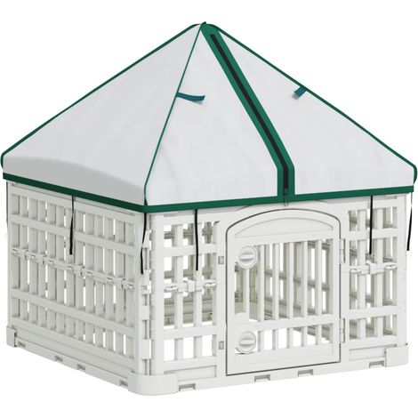 4-Panel-Hundespielplatz mit Dach Weiß 63 x 63 x 67 cm vidaXL (1/5)