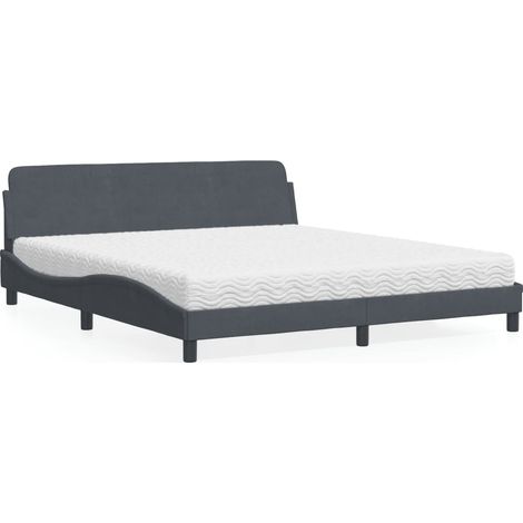 Bett mit Matratze "Dover" Dunkelgrau 180x200 cm Samt (1/5)