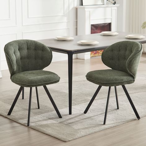 Wahson Sedie Set di 2, Sedieda Pranzo in Tessuto con Gambe in Metallo, Sedie Imbottite per Sala da Pranzo/Soggiorno, Verde