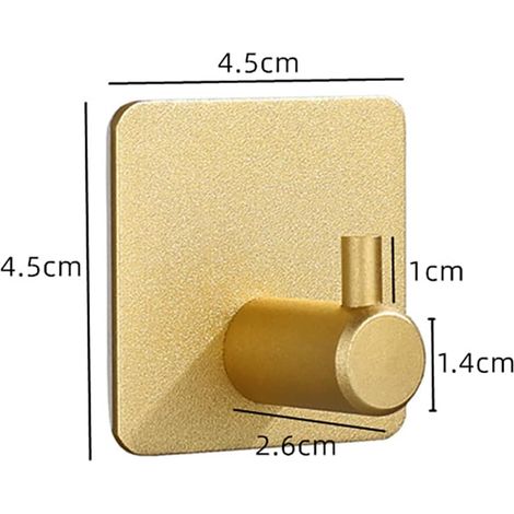 Set mit 4 stabilen, selbstklebenden Haken, geeignet für Kaminsimse, Türen, Badezimmer, Wände und Küchen - Saugnäpfe (gold). (1/5)