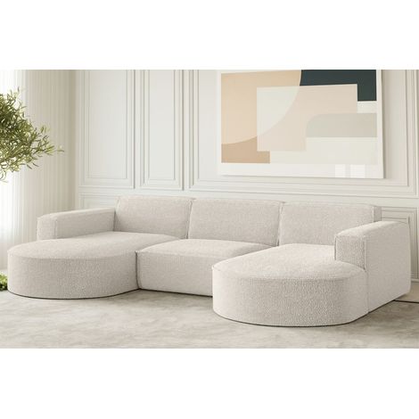 Wohnlandschaft U-Form Sofa PALMA in Stoff Ascot Beige