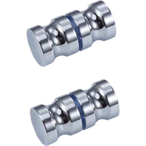 Poignée de porte de douche ronde en alliage d'aluminium, poignée pour porte de salle de bain en verre coulissante, lot de 2 pièces (1/5)