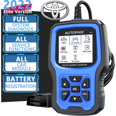 Scanner Diagnostic AUTOPHIX 7360 Spécial Toyota – Valise OBD2 Tous Systèmes, Lecture & Effacement Codes Défaut, Toutes Fonctions Réinitialisation Entretien, Enregistrement Batterie (1/5)