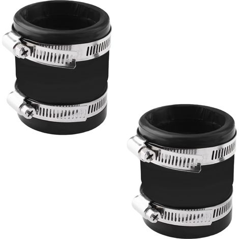 Raccord de tuyau en PVC flexible 2 pièces noires avec raccords de tuyau en caoutchouc et colliers en acier inoxydable pour tuyau de 1-1/2' (diamètre intérieur 50 mm / 1,97 pouces) (1/5)