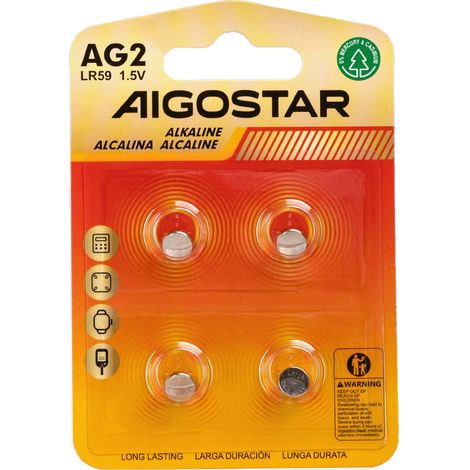 Batteria bottone Aigostar 1,5V LR726 Zinco manganese confezione da 4 pile