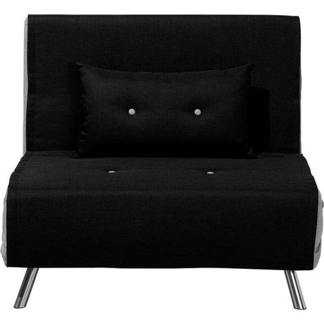 Beliani – Canapé convertible 1 place en tissu noir – Mécanisme dépliable – Surface de couchage 191x100 cm – Design moderne et pieds en acier inox (1/5)