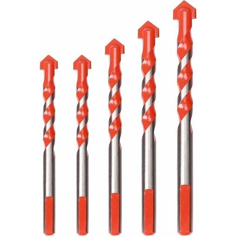 Set of 5 Glass Tile Drill Bits, Porcelain Tile Drill Bits, Diamond Drill Bits, Tile Bits, 6 mm, 8 mm, 10 mm, 12 mm Multi-material drill bits for ceramic, concrete, tiles, brick, glass, plastic and woo (1/5)
