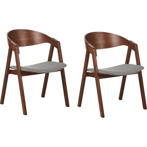 Esszimmerstuhl 2er Set YUBA Holz Schwarz / Weiß