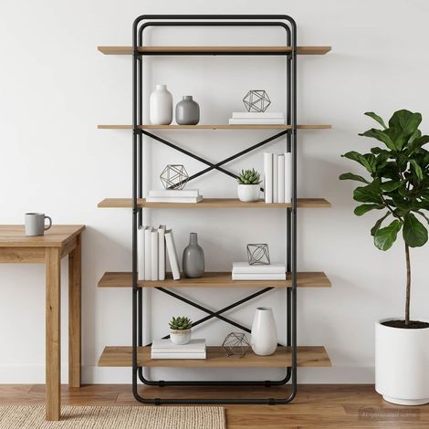 vidaXL Étagère 5 niveaux 100 x 35 x 175,5 cm PB Chêne artisanal (1/5)