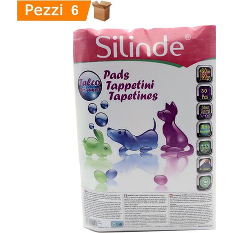 Multipack da 6 confezioni silinde tappetini per cani assorbenti igienici al talco adesivi 60x60 cm