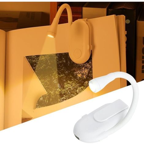USB rechargeable clip-on reading light with 3 colors (white included), ideal for bed or desk, unbranded – modern and practical design