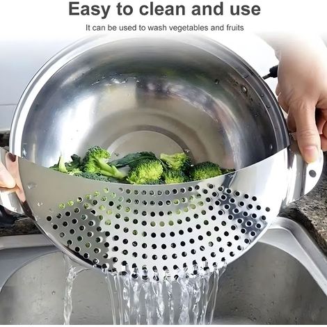 Passoire de cuisine en acier inoxydable (1 pièce), égouttoir à main, filtre pour laver les fruits (1/5)