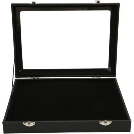 Espositore per spille, coperchio in vetro trasparente antipolvere, scatola porta badge con anello di chiusura per barra delle spille, Collezione di gioielli M-Crezuo