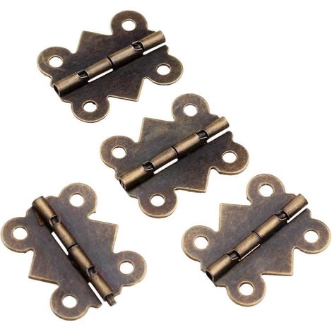Lot de 4 charnières de porte en bronze antique 25 x 20 mm pour tiroir, armoire ou boîte à bijoux (1/5)