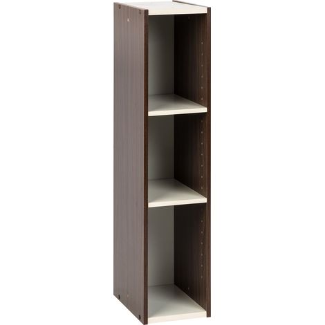 Bibliotheque Gain de Place, Etroite 3 Etageres, Marron, Réglable, Modulable, pour Salon, Bureau, Chambre, Livres, CD, Petit Meuble de Rangement, Montage Facile, UB-9020 (1/5)