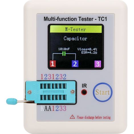 Testeur de transistors multifonctions LCR-TC1 avec écran TFT 1,8 pouce pour condensateurs et diodes (1/5)