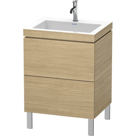 Lavabo per mobili Duravit L-Cube, 60x48 cm, 2 estraibili, senza troppopieno, 1 foro per rubinetto, colorazione: Rovere europeo Decorazione quercia - LC6936O5252 (1/2)