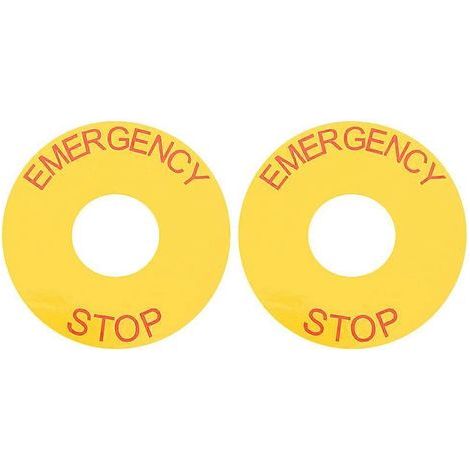 Lot de 2 étiquettes autocollantes d'arrêt d'urgence pour appareils électriques et machines industrielles-6.30X6.30X0.10CM-Yellow (1/4)