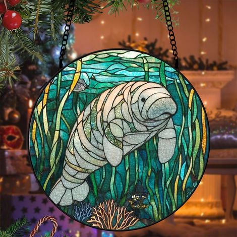 Attrape-soleil vitrail papillon 15 cm décoration suspendue fenêtre animal lumineux cadeau anniversaire (1/5)