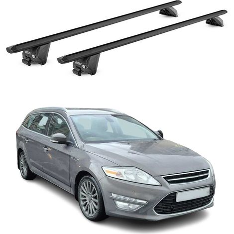 OMAC Barres de toit aluminium certifiées TÜV pour Ford Mondeo IV Break 2014-2022 – Pour rails de toit intégrés – Rainure en T – Charge max 100 kg – 2 antivols Noir (1/4)