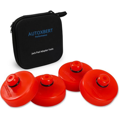 Adaptateur de cric de voiture en polyuréthane - Chandelles et pont élévateur hydrauliques - Accessoires pour Model 3 S X Y (rouge, 4 pièces et boîte de rangement) (1/5)