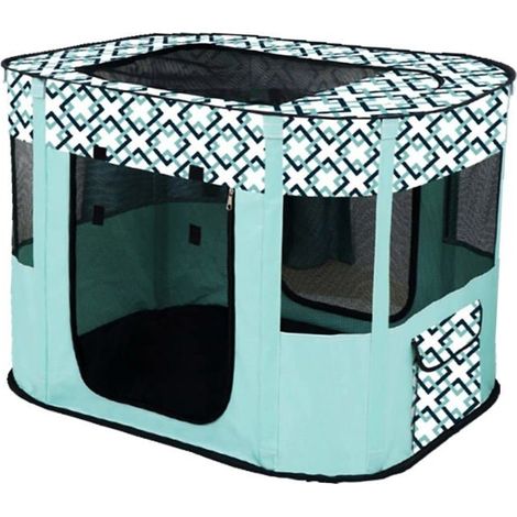 Portable Chien Maison Animaux Clôture Pliable Parc pour Animaux De Compagnie Salle (S/70 50cm, Bleu) (1/5)