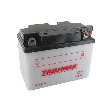 Batteria al Piombo Tashima 6V, 8A. L: 121, P: 71, H: 96mm, + a Destra Per Scooter, Moto. (consegnata Senza Acido). - Batteria da Installare E