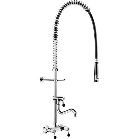 Delabie robinet lave-vaisselle noir avec mitigeur mural + douchette 433010 + clapet de sortie (1/2)