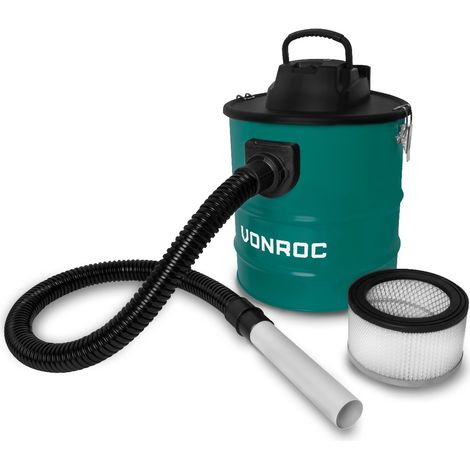 Vonroc – Aspirateur à cendres 1600W – Réservoir 20L, filtre HEPA lavable, câble 3m, tuyau et buse aluminium – Pour cheminée et barbecue