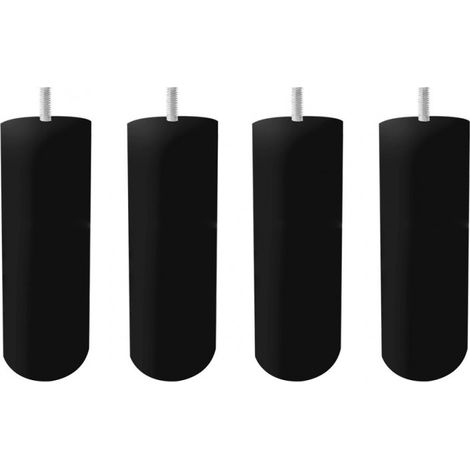 Lot de 4 pieds de meuble noir 15x6 rond bois de hêtre - PIEDS DE LIT (1/3)
