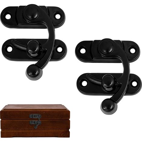 2 Ensemble De Fermoirs De Verrouillage Vintage Noir 37x42mm Loquet À Bascule Droit en Alliage De Zinc avec Vis Mini Fermoir Métal pour Valise Boîte À Bijoux Coffre Décoration Rétro (1/5)