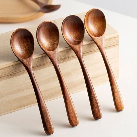 Holzlöffel – 6er-Set – Suppenlöffel – Holz – Küchenlöffel – Teelöffel – Kaffeelöffel – Löffel für Zuhause, Küche, Partys und Restaurants (1/5)