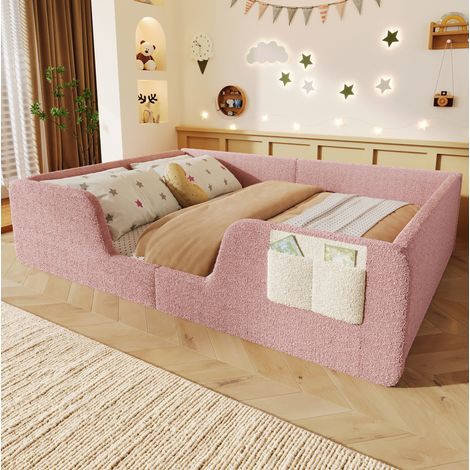 Bett mit Stauraum 140x190 aus Velours Pink OKMYHOME (1/5)