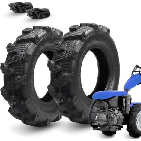 2 Pneumatici 4.00-8 TM + Camere d'Aria Copertoni rinforzati 4PR Gomma ruote per uso Agricolo Trattorino Motocoltivatore Falciatrice (1/5)